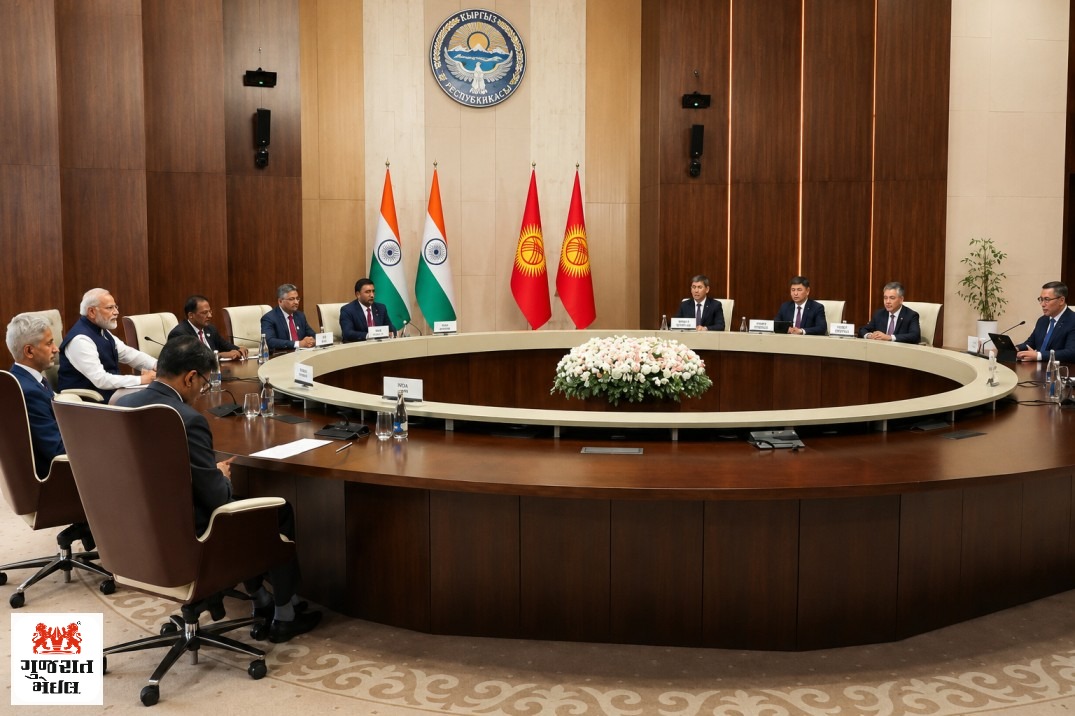 બિશ્કેકમાં PM મોદી અને કિર્ગિઝ રાષ્ટ્રપતિ સાદિર ઝાપારોવ વચ્ચે દ્વિપક્ષીય બેઠક.