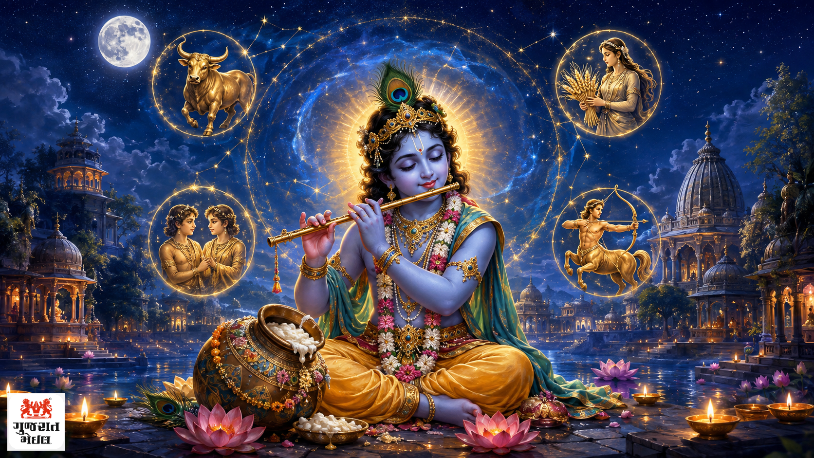 જન્માષ્ટમીના વિશેષ યોગમાં વૃષભ, મિથુન, કન્યા અને ધન માટે પ્રગતિના સંકેત.